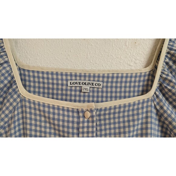 NEW~LOVE OLIVE CO Cotton Light Blue & White Gingham Hanna Dress Size 2XL - Picture 4 of 8